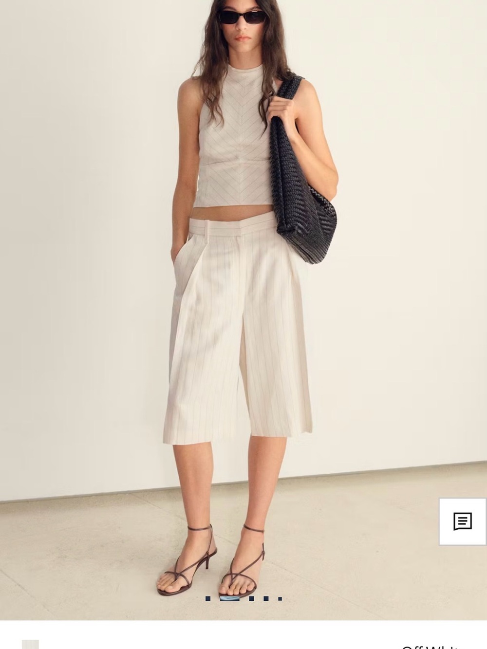 High-Waist Wide-Leg Cream Culotte Pants